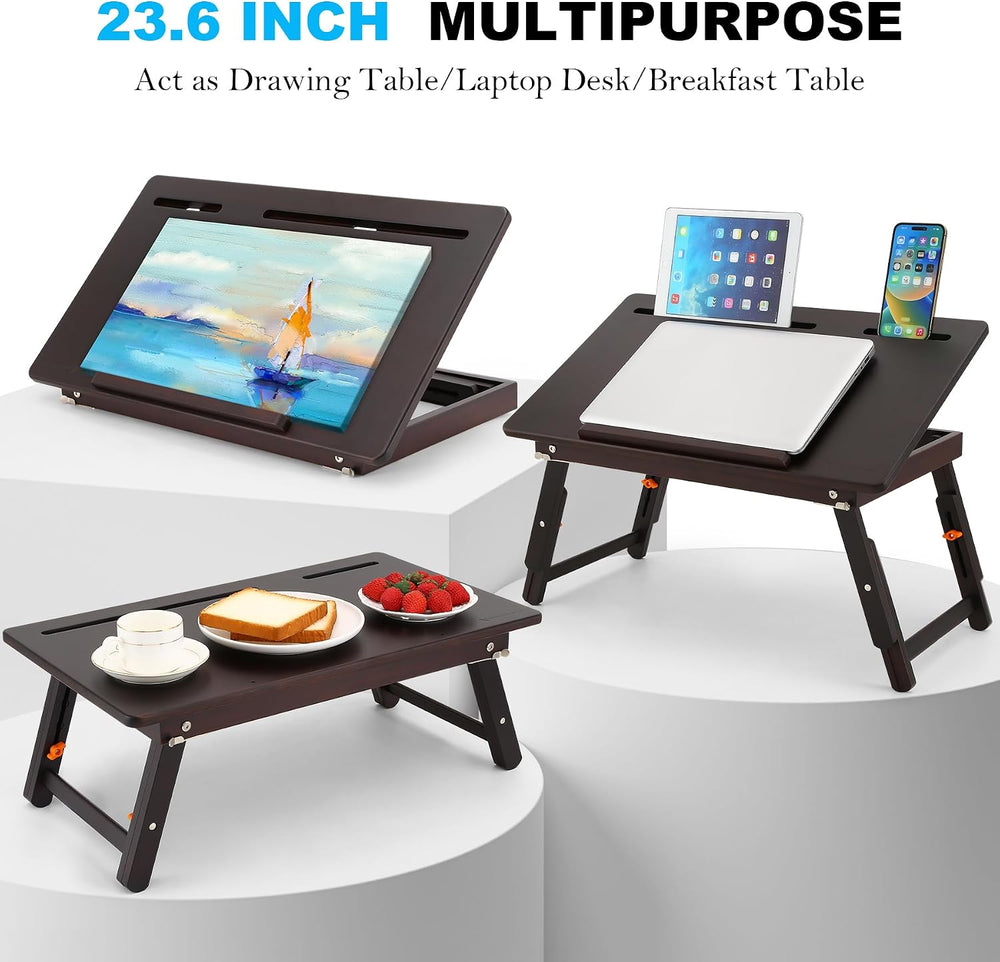 Nnewvante Drawing Table, Foldable Drafting Desk, Adjustable Height & Angl...