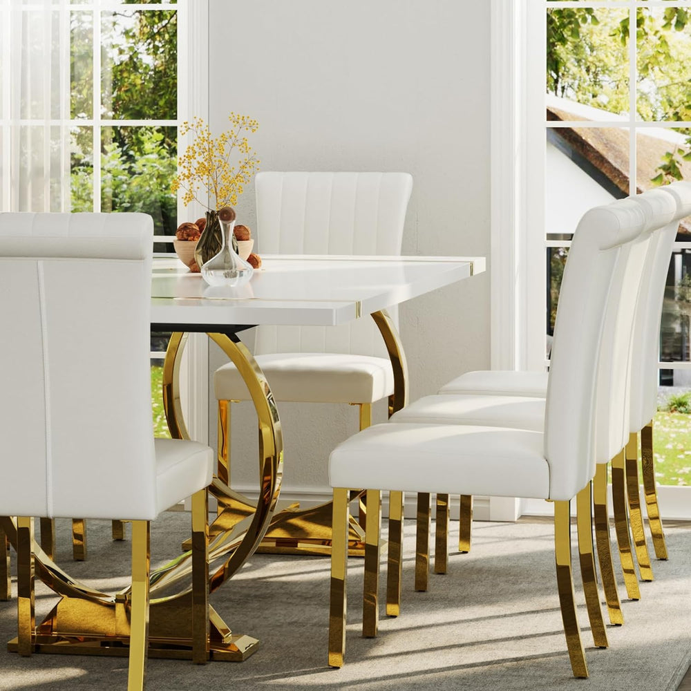 ACEDÉCOR Modern Dining Chairs Set of 2, White Leather Dining Room Chairs with...