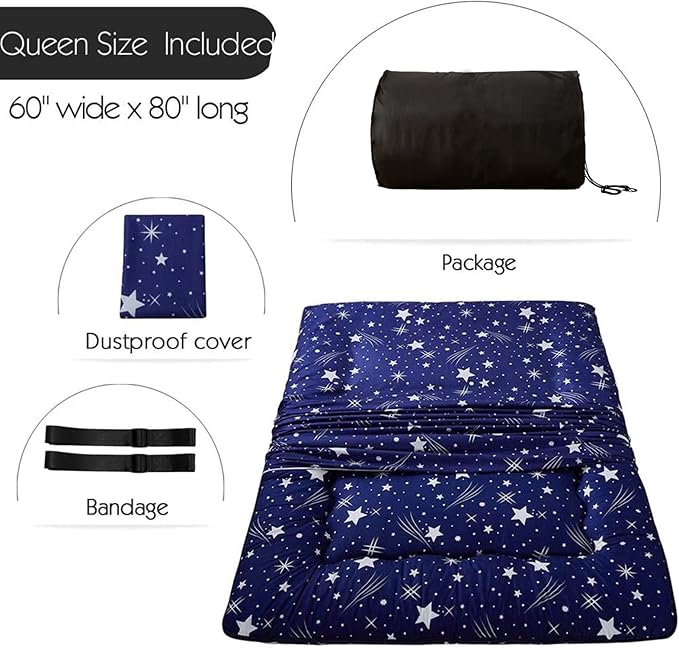 MAXYOYO Japanese Floor Mattress Futon Mattress, 4" Thicken Tatami Mat Sleeping Pad Foldable Roll Up Mat Boys Girls Dormitory Pad Kids Floor Lounger Pillow Bed, Charcoal Grey, Queen Size
