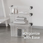 Superio Storage Bins with Lids- 6 Pack, 7.4 Qt Clear Boxes for Organizing, Stackable Plastic Containers- BPA Free, Non-Toxic, Odor Free, Organizer for Home, Office, Dorm