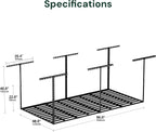 SunsGrove 4x8 Garage Storage Overhead Rack Organization, Adjustable Ceiling Mounted Storage Racks, 800LBS Weight Capacity, 22"-40" Ceiling Dropdown, 2 Pcs, Black