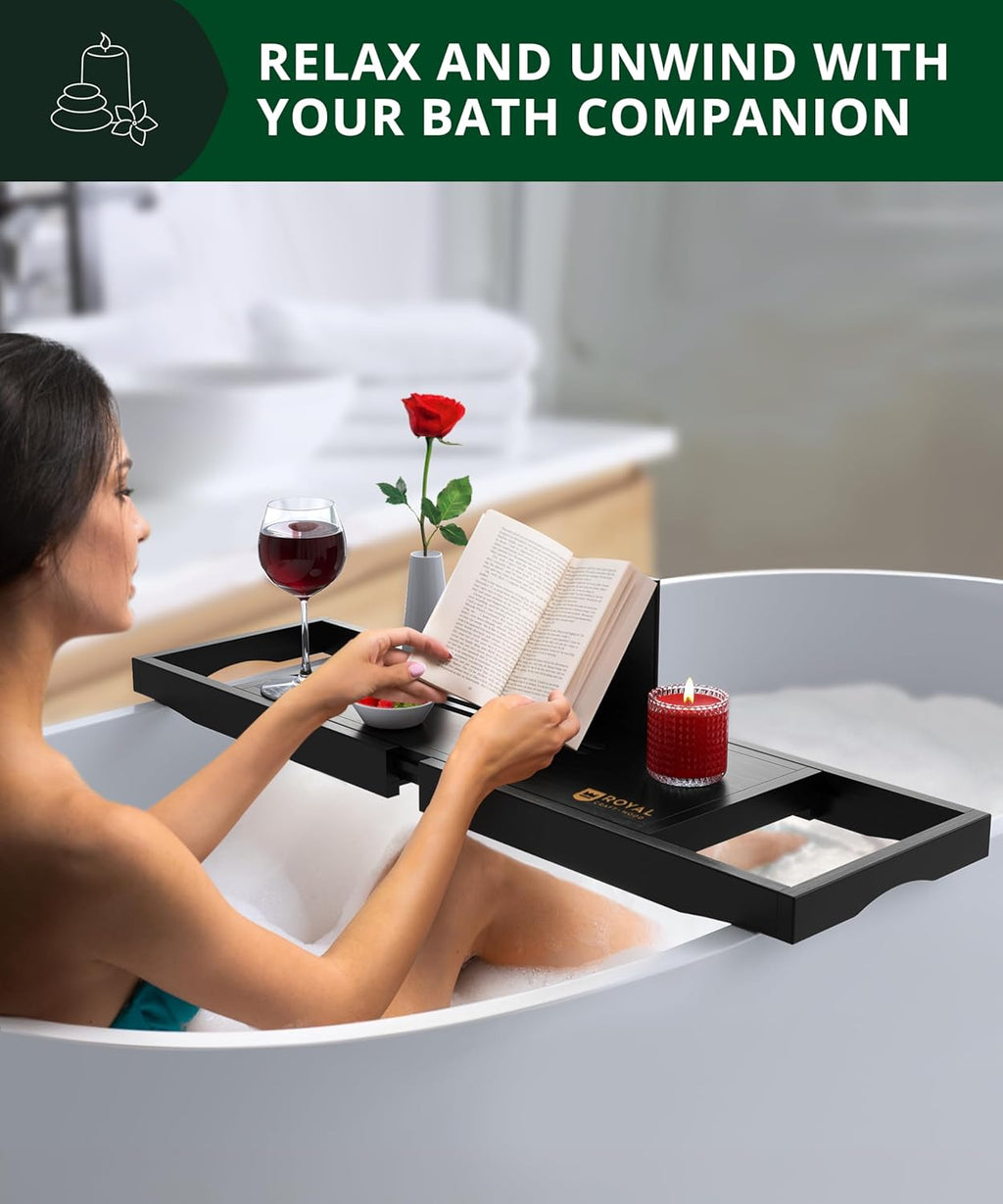 ROYAL CRAFT WOOD Premium Bathtub Tray - Expandable Bath Tray for Tub - Luxury Bathtub & Bathroom Accessories