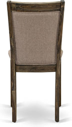 East West Furniture X727MZ716-6 6 Piece Dinette Set Contains a Rectangle Dining Table with X-Legs and 4 Dark Khaki Linen Fabric Parson Chairs with a Bench, 40x72 Inch, Multi-Color