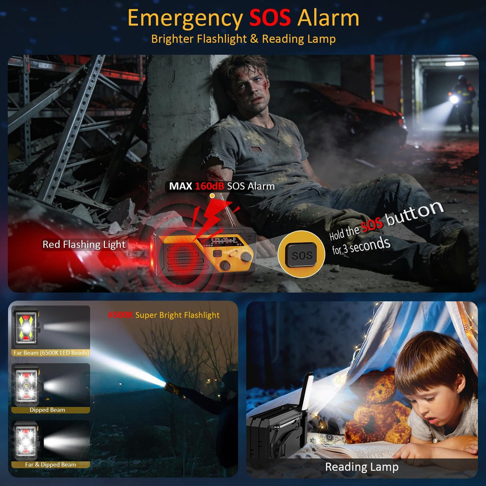 Emergency Radio with 4 Charging Cables, 22000mWh AM FM NOAA Weather Radio