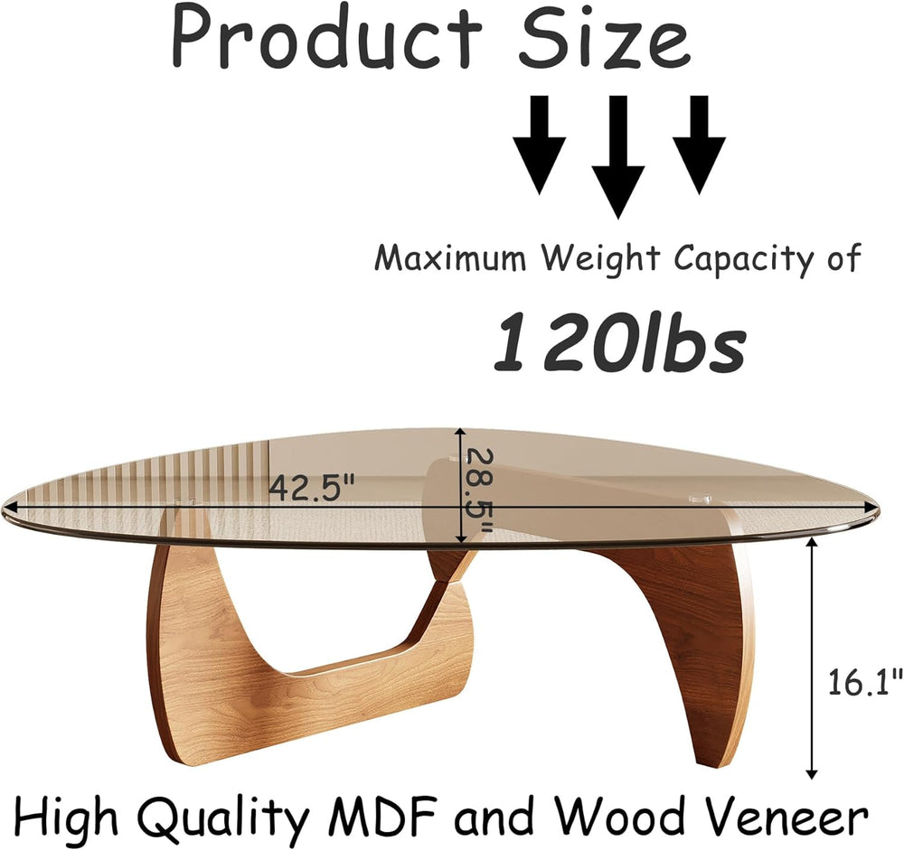 Honyee Morden Coffee Table, 42.5" x 28.5" x 16.1" Triangle Tem...