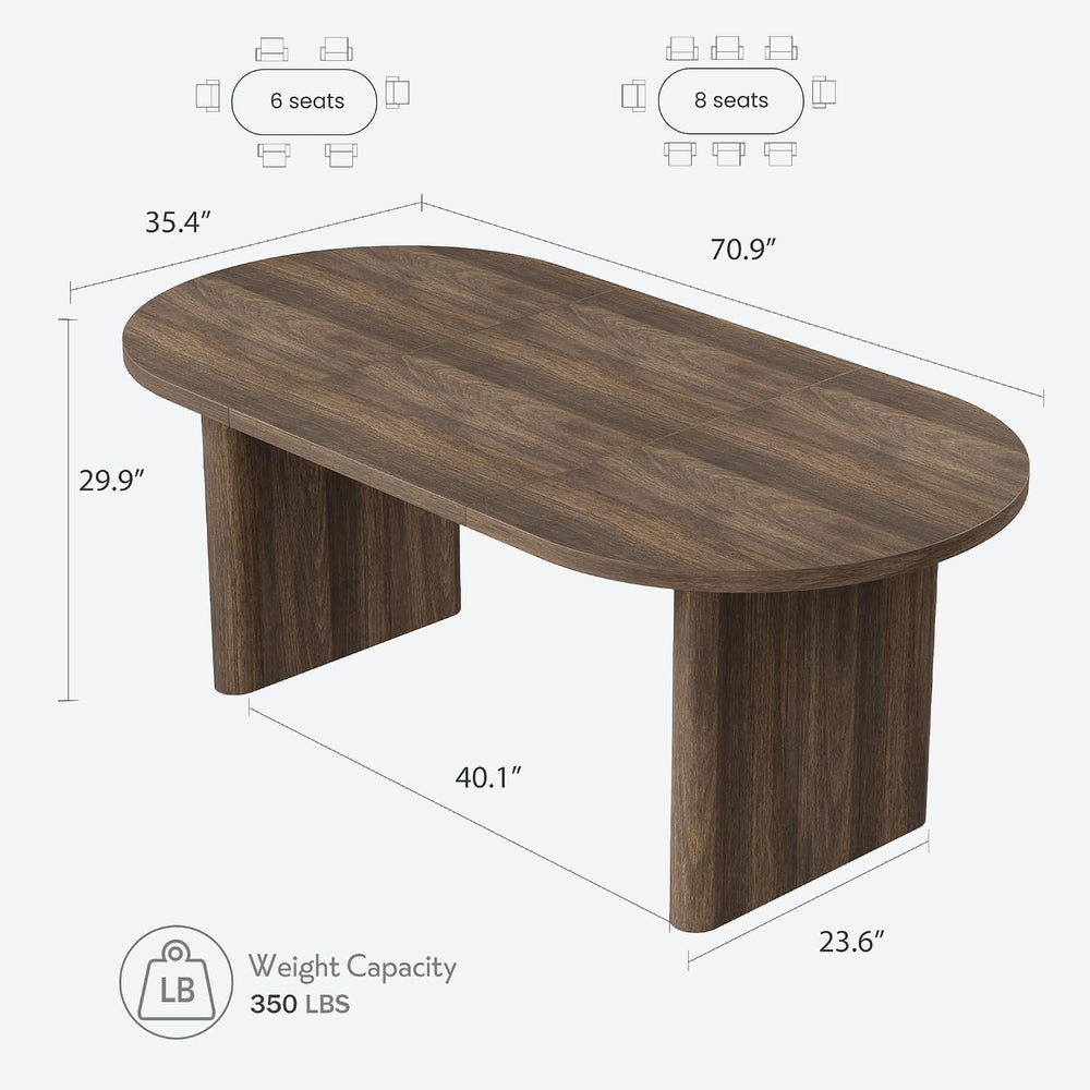 IDEALHOUSE 70.8" Oval Dining Table for 4-8, Wood Kitchen Table with Doub...