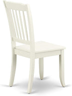 East West Furniture SUDA3-LWH-W 3 Piece Dining Room Table Set Contains a Round Dining Table with Dropleaf & Shelves and 2 Wood Seat Chairs, 42x42 Inch, Linen White