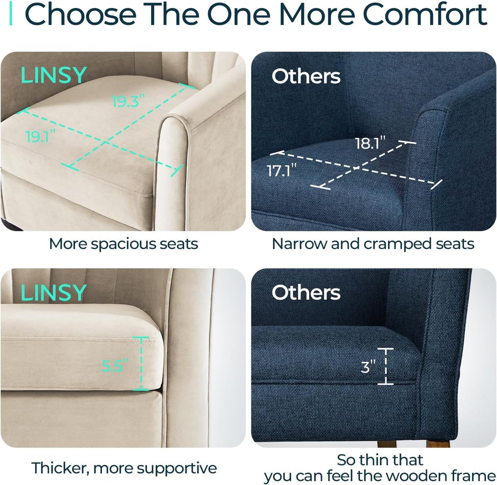 LINSY Accent Chair with Ottoman, Modern Barrel Chair Small Armchair Reading C...