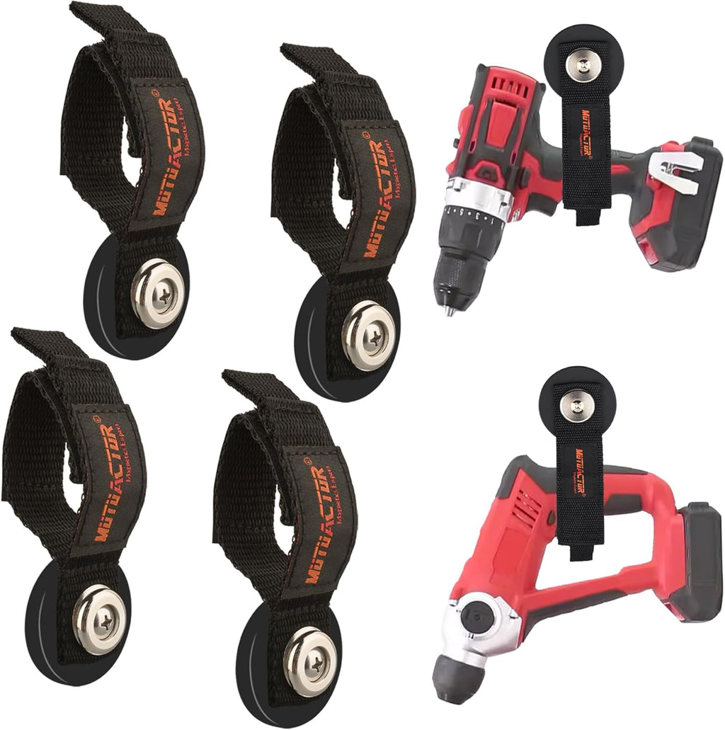 MUTUACTOR Strong Magnetic Hooks with Storage Straps, Φ1.96” Anti-Slip Rubber Coated Heavy Duty Hooks,4PCS Universal Carrying Storage Extension Cords, Hoses, Ropes Organization in Garage Workshop RVs