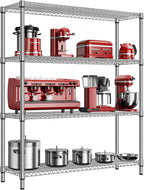1760 LBs 4 Tier Storage Rack Metal Wire Shelving Unit, Storage Standing Shelf Organizer for Laundry Bathroom Kitchen Pantry Garage Utility Room, Chrome 17.7" D x 59.1" W x 70.4" H