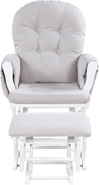Penau Glider Ottoman, Quiet Gliding, Gray Fabric, Button Tufted | Soft Quiet Gliding, Nursery Bonding Use, Button Tufted Cushion, Side Storage Pocket, Ottoman