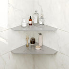 FerdY 2-Pack 10" Brushed Nickel Recessed Corner Shower Shelf, for Tiled Bathroom Walls, Floating Shower Shelf, 304 Stainless Steel Shower Caddy Storage Shelves, No Drilling Required, Irregular Diamond