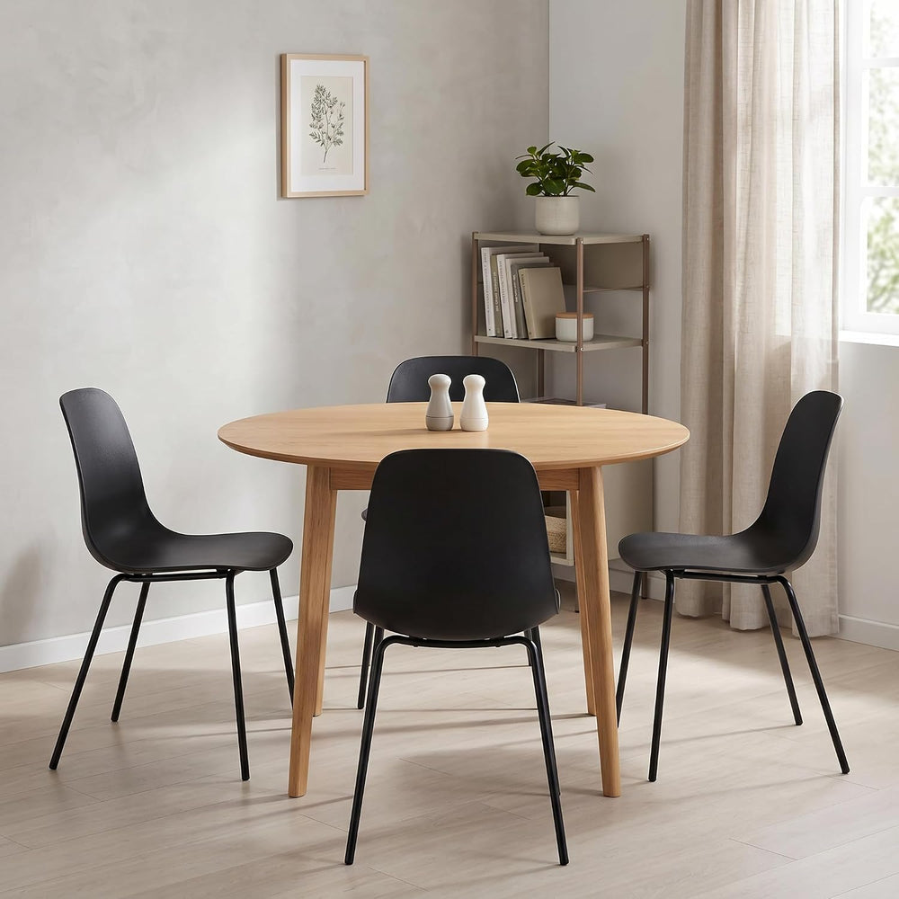 LSSBOUGHT Modern Dining Chairs Set of 4, Mid-Century Plastic Kitchen Chairs w...
