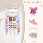 SNOWSTAR Macrame Flat Hair Claw Clip Holder Organizer,Large Capacity Hanging Hair Clip Holder and Storage for Women Girls,Flat Claw Clips Storage Hanger Home Decor for Wall,Door,Closet