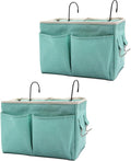 2-Pack Bedside Caddy Bedside Hanging Storage Basket Multi-Function Organizer Caddy for Bunk and Hospital Beds Dorm Rooms Bed Rails, Can be Placed Glasses Books Mobile Phones（2pcs Green）