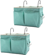 2-Pack Bedside Caddy Bedside Hanging Storage Basket Multi-Function Organizer Caddy for Bunk and Hospital Beds Dorm Rooms Bed Rails, Can be Placed Glasses Books Mobile Phones（2pcs Green）