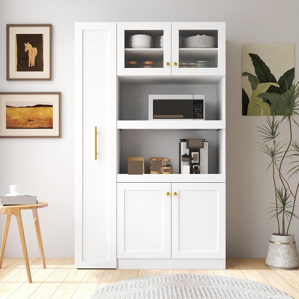 Modern Multi-Functional Cabinet, Farmhouse Storage Cabinet with 4 Doors, for ...