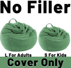 LPMOERA Stuffed Animal Storage Bean Bag Chair Cover (No Filler) For Kids and Adults.Soft Stuffable Bean Bag For Organizing Children Plush Toys or Memory Foam Light Green L for Adults