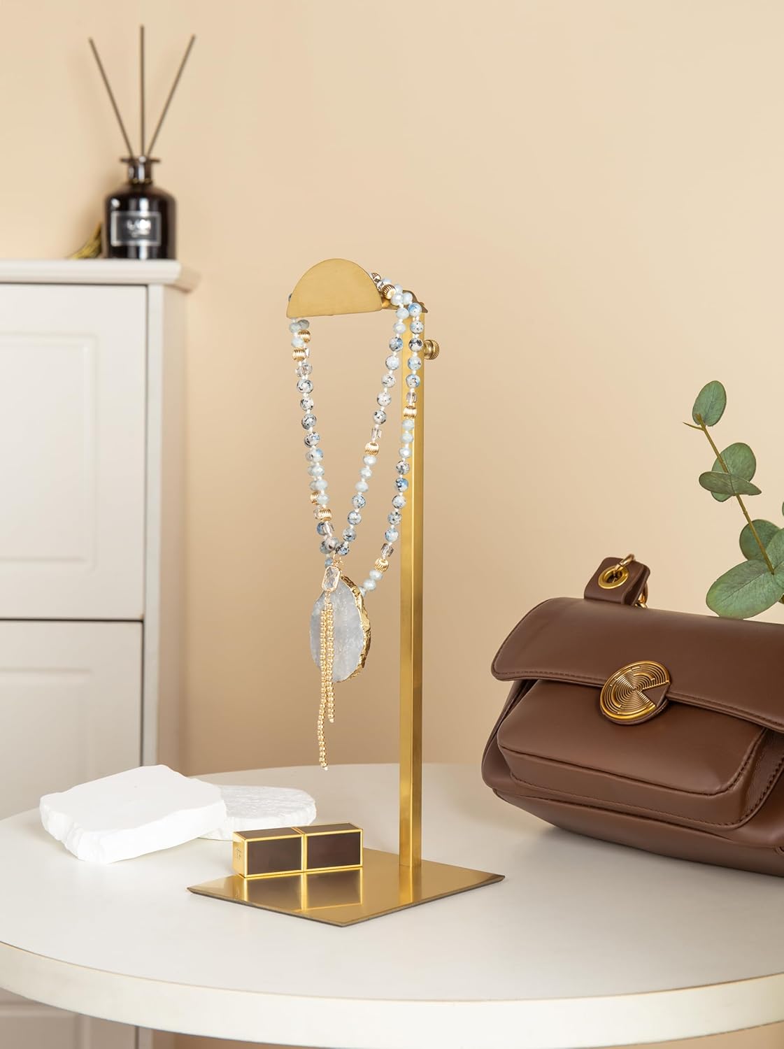 Purse Display Stands, 3 Pack Gold Purse Display Rack Stainless Steel Handbag Display Stand Adjustable Height Bag Stand Holder Anti-fingerprint Hanger Rack for Retail Boutiques Commercial Store