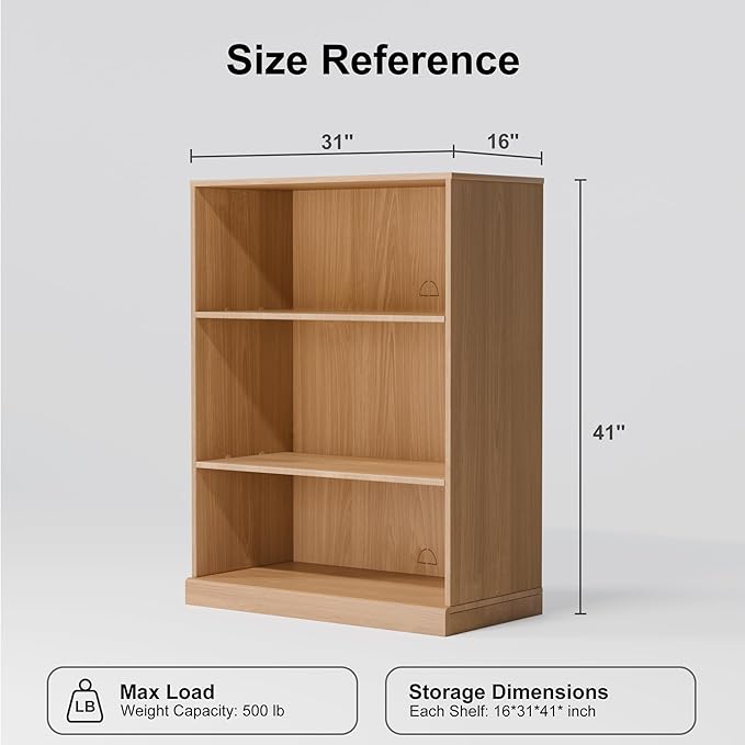 41" Wooden Bookshelf, 2 Shelves Bookcase, Modern Bookshelf with Adjustable Shelf for Home Office, Study Room, Oak