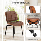 Dining Chairs Set of 2, Mid Century Modern Dining Room Chair, Upholstered Faux Leather Kitchen Chairs with Thick Cushion and Walnut Bentwood Back for Kitchen Dining Room, Coffee