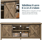 GAZHOME Farmhouse TV Stand with Sliding Barn Doors, Media Entertainment Center Console Table for TVs up to 65”,2-Tier Large Storage Cabinets,Rustic TV Stand for Living Room Bedroom,Light Grey