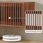 HOMMPA Floating TV Stand Wall Mounted for TVs 55'' to 80'', Floating Entertainment Center with Slatted Door Design, Mid Century Wall Mounted TV Stand for Livingroom, Walnut
