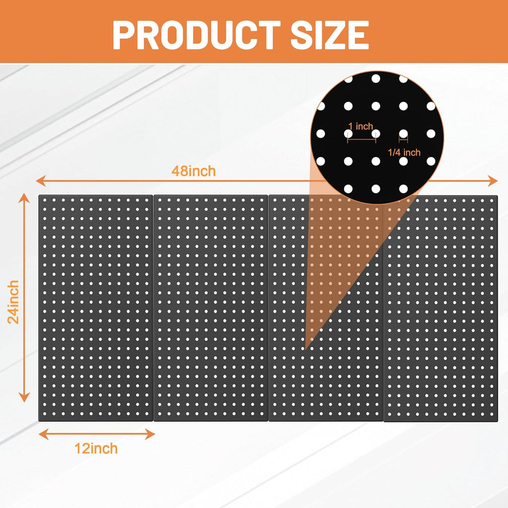 Ultrawall 4 Pack Metal Peg Board Panels with Hooks, Pegboard Wall Tool Organizer for Garage, 84pcs Peg Board with Accessories, 24"X12"
