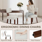 GOTMINSI Mid Century Modern Dining Chairs,Velvet Farmhouse Upholstered Kitchen Chairs, Accent Curved Backrest Dining Room Chairs with Hardwood Legs (Beige-Walnut Legs, 4PCS)