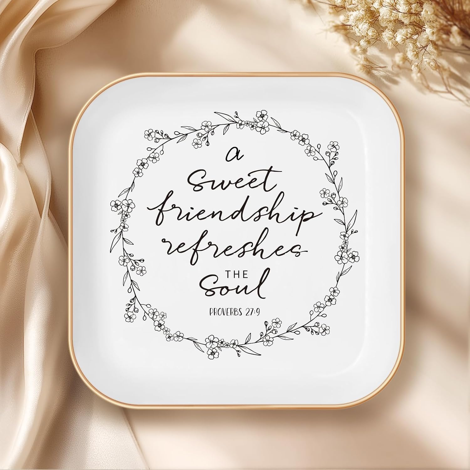 Friendship Gifts for Women, Sisters in Christ Friendship GIF, Jewelry Dish | Friend Gifts For Women, Sweet Friendship – Proverbs 27:9，Bible Verse Jewelry Dish, Christian Gifts – Jewelry Tray Dish