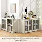 Costzon Sideboard Buffet Cabinet of 2, Wooden Kitchen Storage Cabinet with Adjustable Shelf, Sliding Glass Doors, Accent Coffee Bar Cabinet Console Table for Living Room, Dining Room, Hallway
