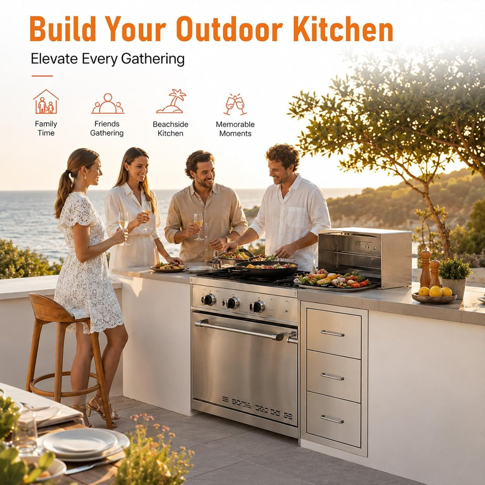 Outdoor Kitchen Drawers, 17" W x 30" H x 21" D Stainless Steel...