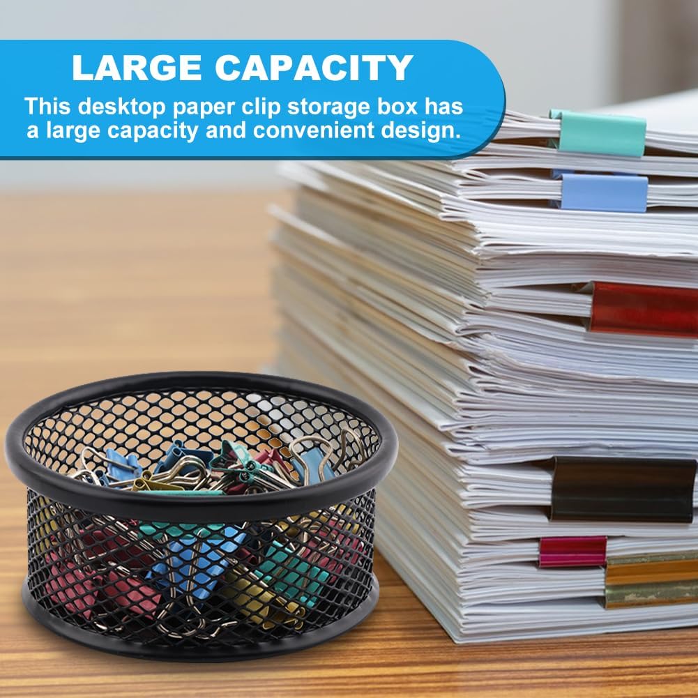 LOQJSS 2PCS Mesh Paper Clip Holder, Stackable PaperClip Organizer for Desk, Mesh Paperclip Dispenser Organizer with Non-Slip EVA Pad,Paperclip Holder for Office Binder Box