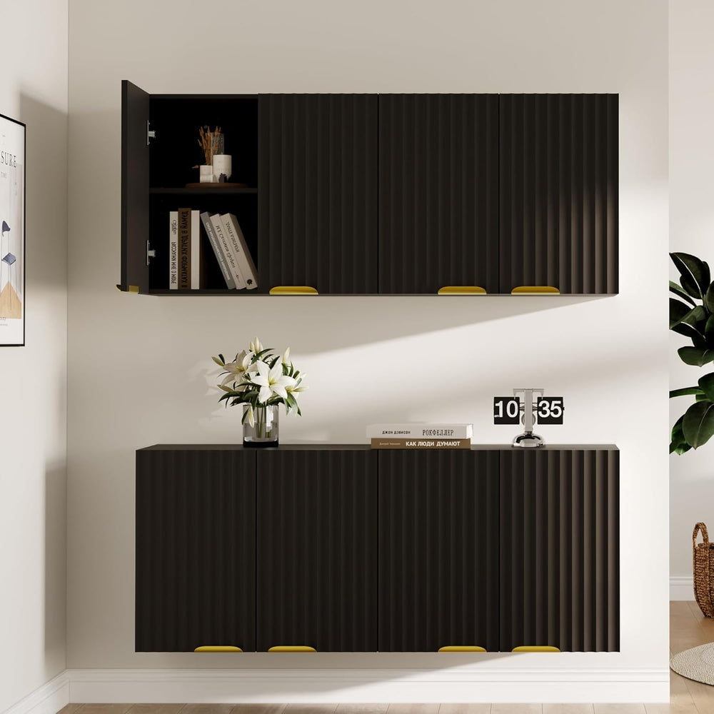 ChooChoo 4 Doors Wall Cabinet Laundry Room, Bathroom Wall Cabinet with Adjust...