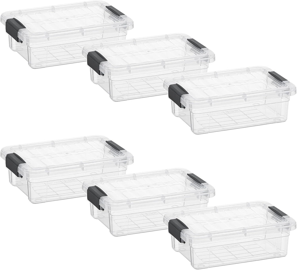 Superio Clear Storage Boxes with Lids, 1.27 Quart Plastic Container Bins for Organizing, Stackable Crates, BPA Free, Non Toxic, Odor Free, Organizers for Home, Office and Dorm, 6 Pack