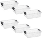 Superio Clear Storage Boxes with Lids, 1.27 Quart Plastic Container Bins for Organizing, Stackable Crates, BPA Free, Non Toxic, Odor Free, Organizers for Home, Office and Dorm, 6 Pack