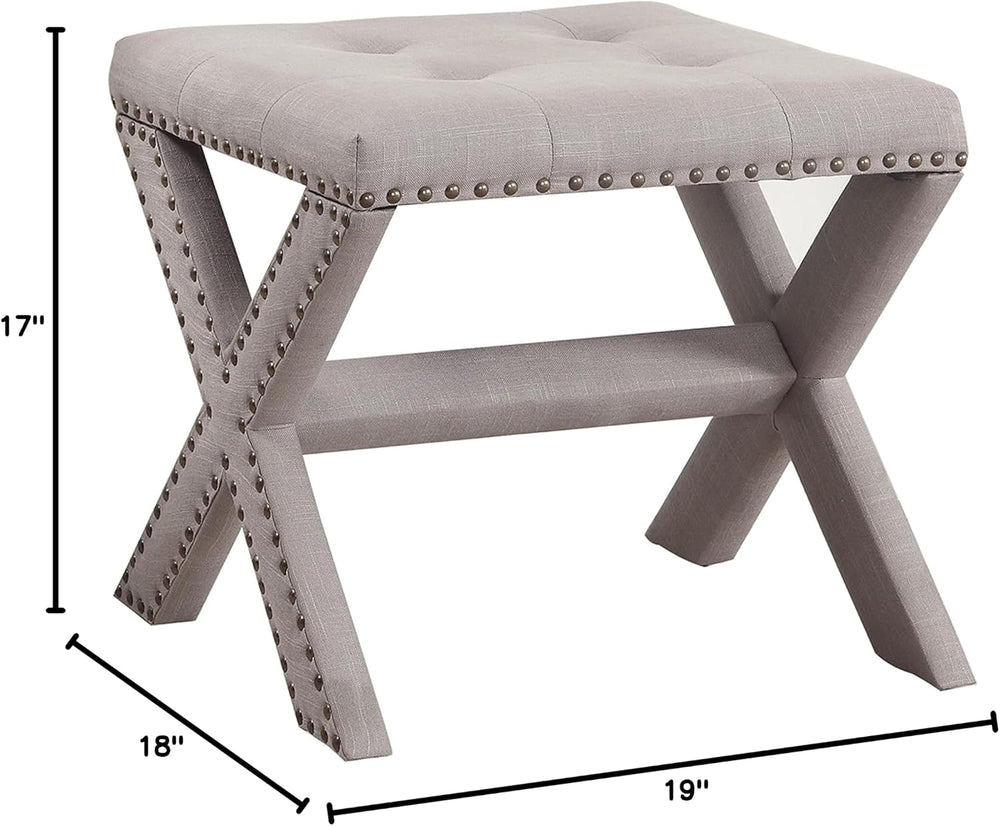 Best Master Furniture Sasha Linen Blend Small Accent Bench with Nailhead Trim...