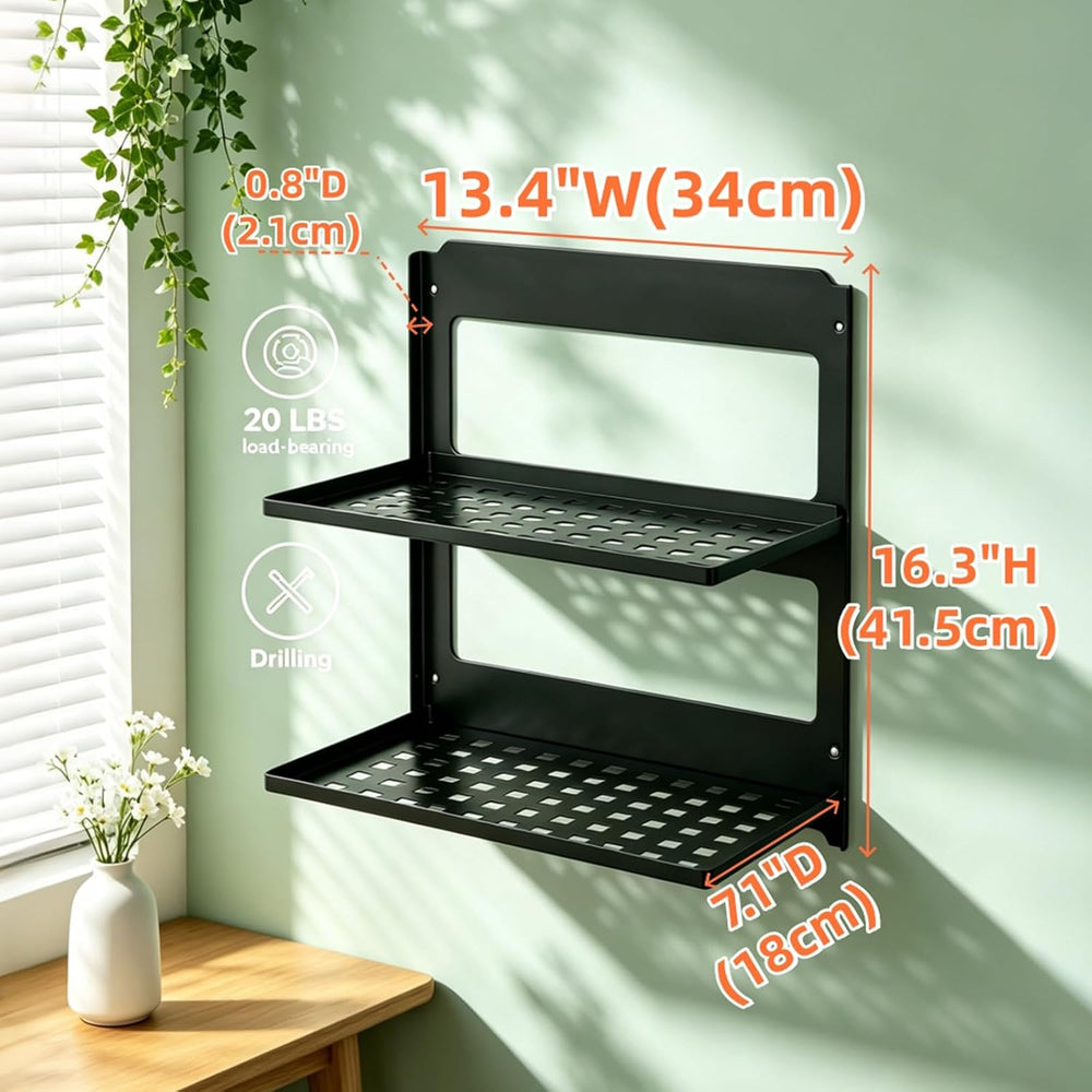 2-Tier Folding Metal Shelf Wall Mounted,Small Foldable Wall Shelf