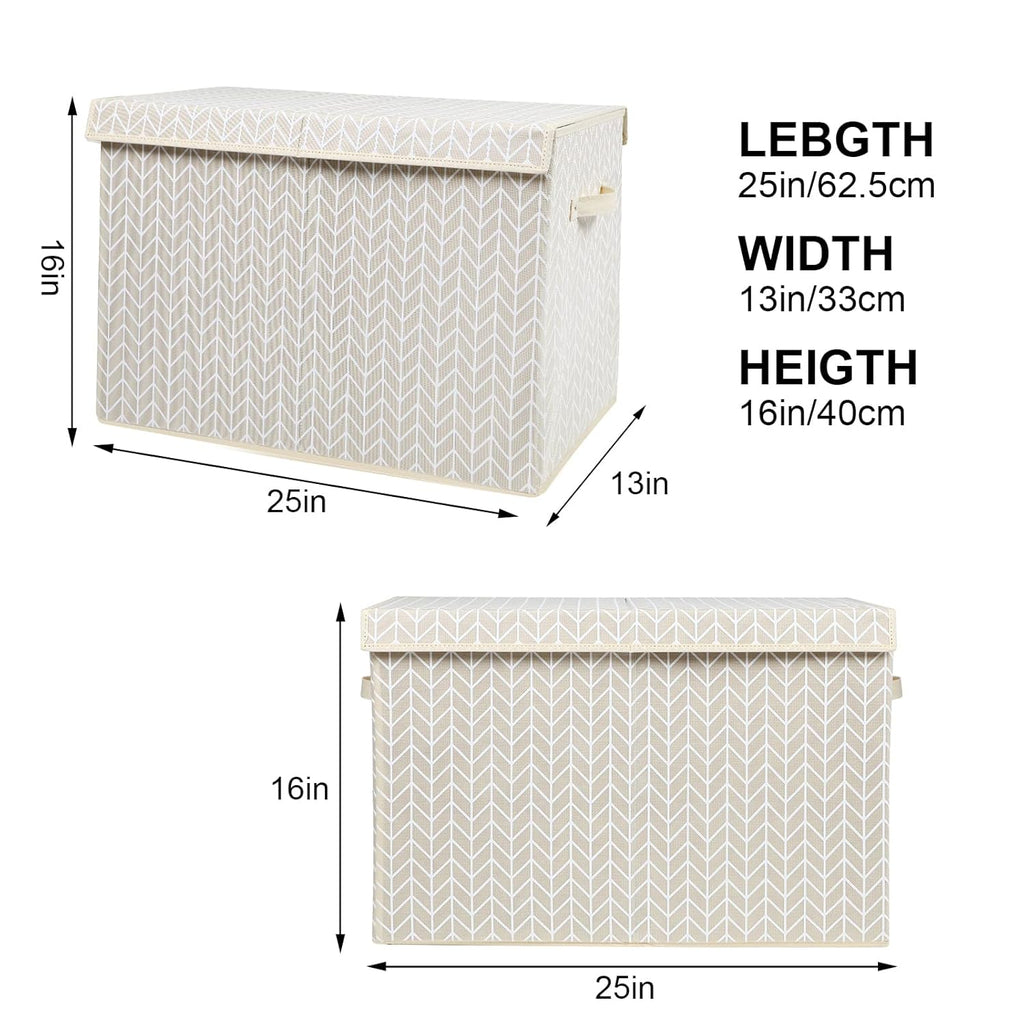 Mayniu Kids Toy Storage Box Chest with Lid, Sturdy Toy Bin Organizer for Kids, Girls, Boys, Living Room, Nursery, Bedroom, Playroom 25"x13" x16" (Beige)