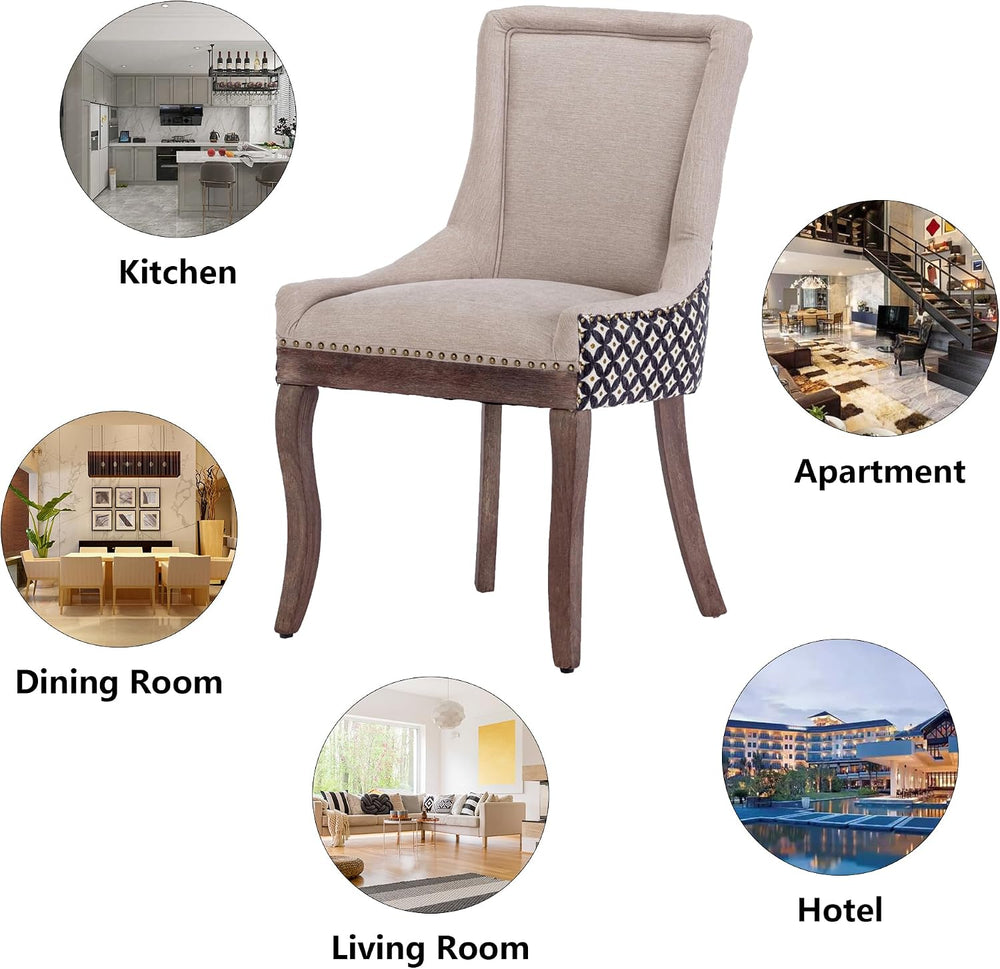 Farmhouse Dining Chairs Set of 2, Upholstered Fabric Dining Room Accent Chair...