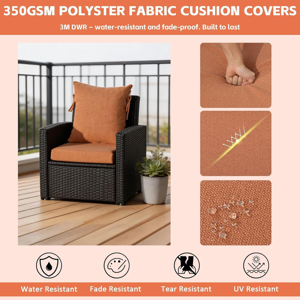 Outdoor Deep Seat Cushions Set of 2, 20x20 Inch, Tangerine