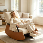 Nursery Chair Rocking Chair with Foot Rest Nursery Rocking Chairs, 3-Position Recliner Foldable Space-Saving Modern Corduroy Stable High Capacity Gliding Rocking Chair