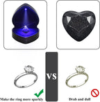 Luxury LED Lighted Ring Box - Heart Shaped Elegant Starry Sky Ring Case for Wedding Rings, Perfect for Engagement, Proposal, Anniversary, Ceremony, and Gift Giving