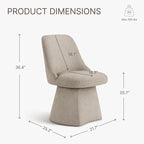 Swivel Dining Chairs Set of 1, Upholstered Mid Century Modern Deskchair with High Back, Linen Fabric Kitchen Chairs for Dining Room, Bedroom, Dressing Room, Khaki