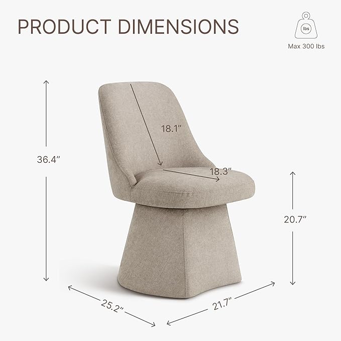 Swivel Dining Chairs Set of 2, Upholstered Mid Century Modern Deskchair with ...