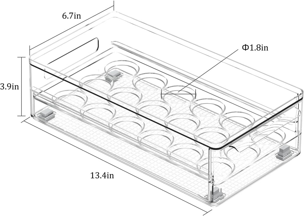 Acrylic Egg Box Transparent 18 and 36 Pack Storage for Refrigerator Kitchen Storage Size: 13.3 * 4.7 * 3.9 inches (2 pack)