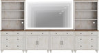 WAMPAT Entertainment Center with Bookshelves for TVs up to 75", Farmhouse Wall Unit TV Stand with Doors & Drawer, Media Console Table for Living Room, Bedroom & Home Theater, Rustic White