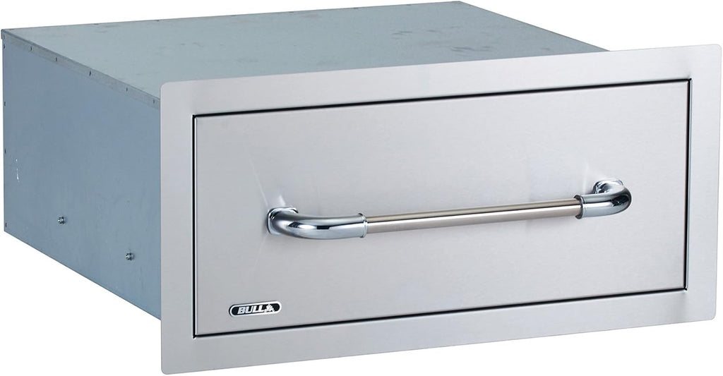 Bull Outdoor Products 09980 Large Stainless Steel Outdoor Kitchen Single Drawer – 304 Commercial Grade, Fits Under Power Burner, Rust Resistant, Heavy Duty Storage, No Assembly Required