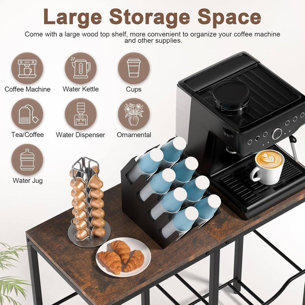 Klvied 2-Tier Water Jug Rack, 5 Gal, Wood Top | Heavy duty steel, wooden top shelf, for kitchen, break room, office, holds 5 gal bottles