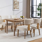 Dining Chairs, Fabric Upholstered Wood Kitchen Chairs Set of 4, Linen Curved Backrest Accent Chairs,Farmhouse Modern Dining Chairs with Foot Pad for Kitchen/Living Room/Restaurant/Cafe-Beige